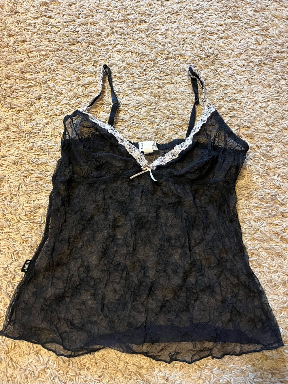 Black Lace Camisole with White Lace Trim